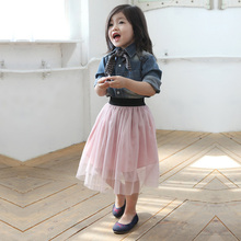 2014 spring and summer girls tutu age 3-8 tulle skirts children fluffy skirt, black/white/blue/pink