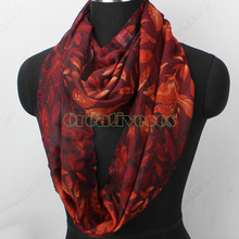 Stylish Women Girl s Soft Plaids Tree Graffiti Flower Leaves Print Infinity 2 Loop Cowl Eternity