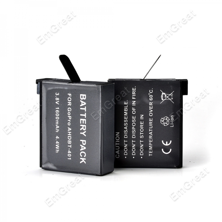 2pcs 16000mAh AHDBT 401 Gopro Hero 4 Battery Pack and Dual Charger Port Home Charger for