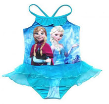 Retail 2015 Kids Swimsuit 3 10Y Girls Elsa Anna Swimwear Children Swim Costume Sunbath Beachwear Bikini