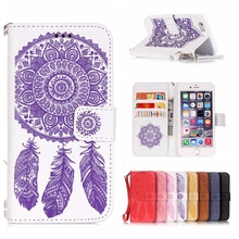 3D Luxury Dreamcatcher Leather Wallet Case for Apple iPhone 6 Plus / 6S Plus Stand Flip Case Card Holder Phone Protective Cover