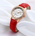 LUXURY BRAND new girl quartz watch around rhinestone diamond dial leather strap ladies casual watches women