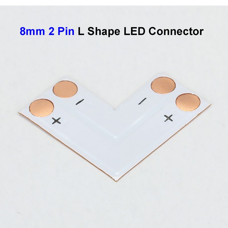 ( 1000 pcs/lot ) 8mm 2 Pin 3528 LED Strip Connector Adapter L Shape For SMD 3528 3014 Single Color LED Strip Lights No Soldering