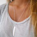 Vintage Long Necklace jewelry Silver Gold Plated Simple Big Feather Pendant Necklaces Colar XL411