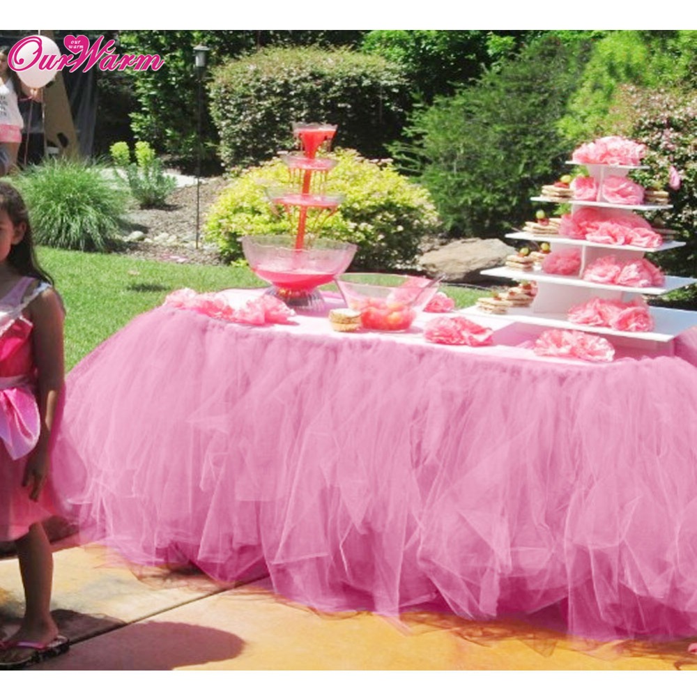 Table Desk Skirt TUTU Tulle Tableware 100*80cm Customize Wedding Baby Shower Birthday Party Decor