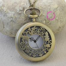 Moda cuarzo reloj de bolsillo antiguo mujer alice en wonderland conejo gato mujeres vintage fob relojes retro nuevo bronce árabe