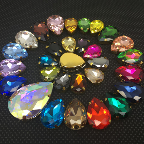 Opal Color Cristal Pedrería Joyas Dorado Coser en rectángulo garra de todos los tamaños