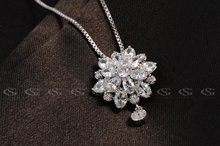 G S Brand Statement Necklace New Year s Gift For Lover s Crystal Flower Necklace Pendant