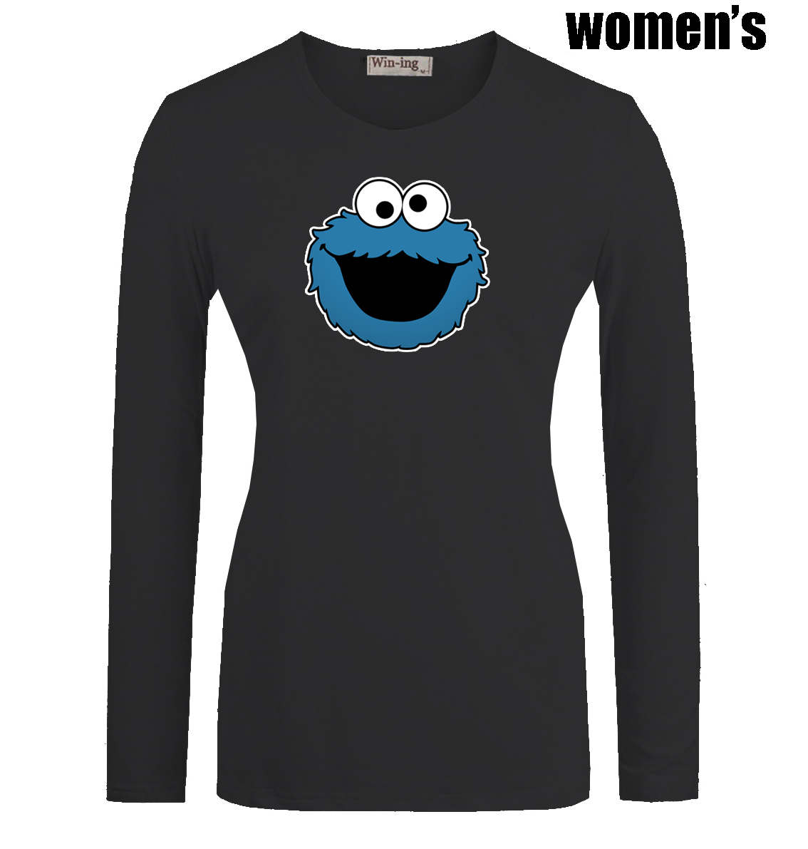 Funny Blue Cookie Monster Monsta Printed T Shirt Newest Casual Long Sleeve High quality Women s