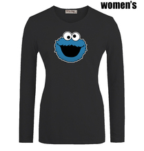 Funny Blue Cookie Monster Monsta Printed T-Shirt Newest Casual Long Sleeve High-quality Women’s Girl’s Graphic Tee Tops