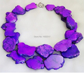 Wedding Handmade Elegant Purple Turquoise Necklace Woman Gift Exaggerated Jewelry Slice Turquoise Stone 2 Layer Necklace