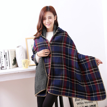 fashion winter plaid scarf women new worsted cashmere cozy checked blanket oversized wrap shawl tartan plaid lover woman scarf