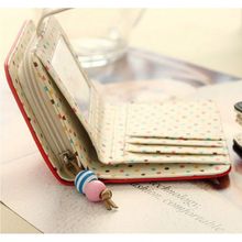 Fashion Candy Colors Purse Polka Dots Leather Zipper Wallet Multiple Cards Holder Wallet For Girls Women