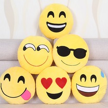 Мило Emoji Cusion Улыбка Смайлик Желтый Подушки Подушки Мультфильм Выражение Желтый Круглые Декоративные Подушки Фаршированные Плюшевые Игрушки