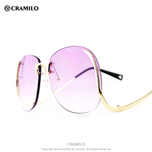 KL1601 Cramilo vintage metal retro women rimless oversize sunglasses