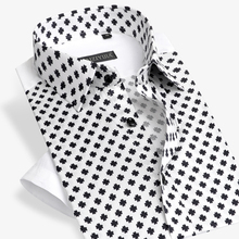 Famous Brand Cotton Polka Dot Print Men Shirt Short Sleeve Slim Fit Formal Business Fashion Casual Dress Shirt Plus Size 4XL