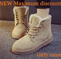 New 2017 women s boots bottine suede with lace up women shoes inside plush martin boots