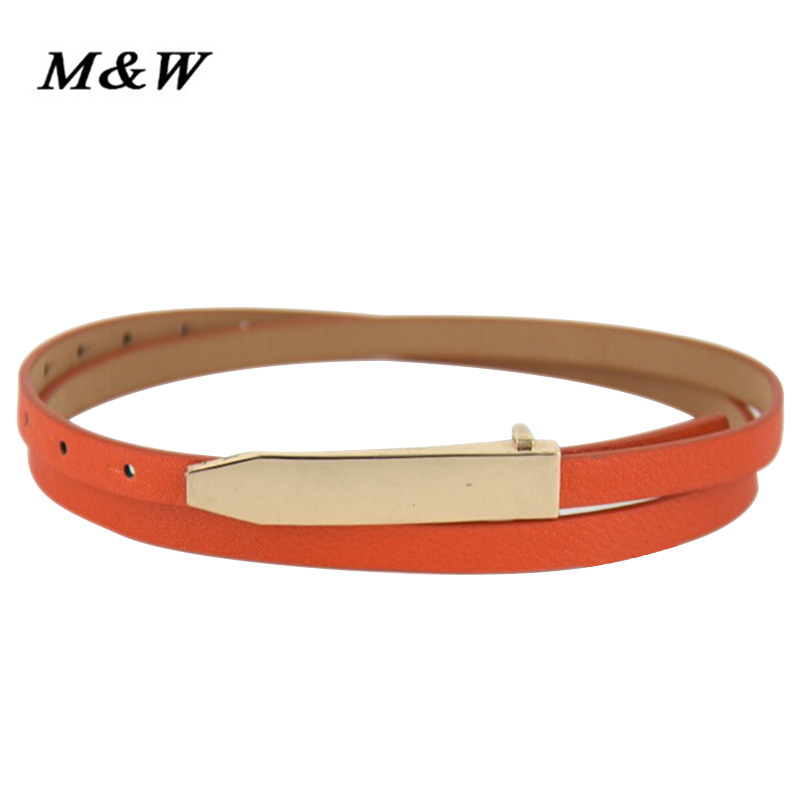 Fashion Candy Color Gold Metal Buckle Thin cintos femininos Women s Pigskin Leather belt good quality