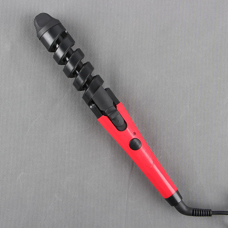 RED CERAMIC PRO HAIR CURLING TONGS HAIR SPIRAL CURL WAND WET+ DRY HAIR