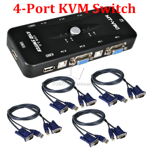 4 () USB 2.0 kvm- VGA SVGA  Hub    4 . kvm- VGA      