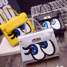 2016 bag ladies handbags Crocodile women bag sweet clutch lock messenger bags sequins bolsa SpongeBob kil famous brands