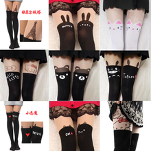 2015 Styles New Harajuku Women Pantyhose Stocking Sexy Personality Bow Heart Stitching Knee Boots Nylon Tights