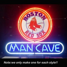 MLB BOSTON RED SOX BASEBALL MAN CAVE Neon Sign Room Decorate Restaurant Custom Design Sizes Neon Bulbs Store Display Gift 17×14