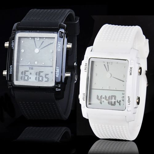 Fashion Unisex Womens Mens Digital LED Chronograph Quartz Sport Wrist Watch 5UYI