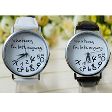 Hot Whatever I am Late Anyway Letter Pattern Leather Women Watches Fresh New Style Woman Wristwatch Lady Dress Watch CY0722