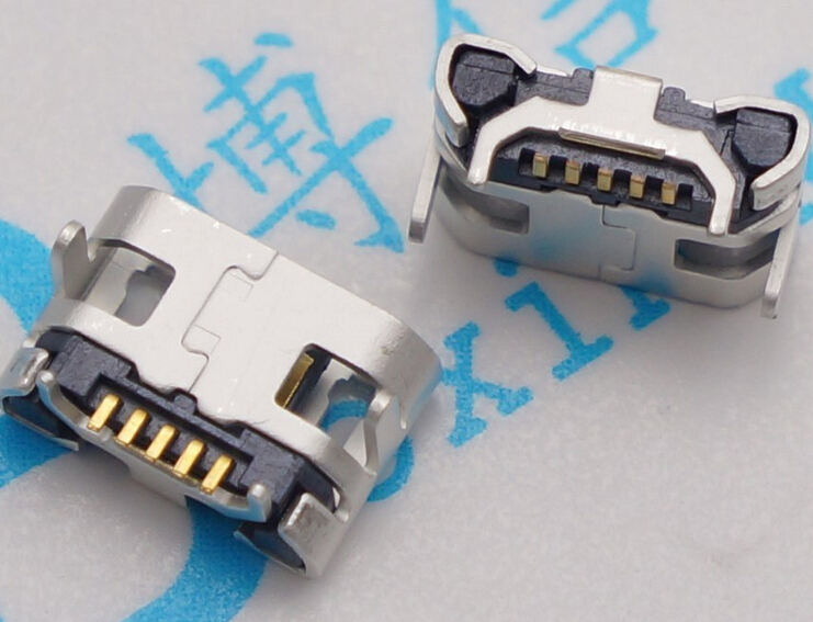 10pcs Micro USB 5pin no side Ox horn female usb socket Flat mouth four legs socket