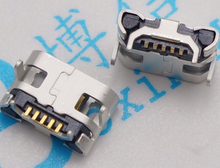 10pcs Micro USB 5pin no side Ox horn female usb socket Flat mouth four legs socket Mini usb connector Free shipping