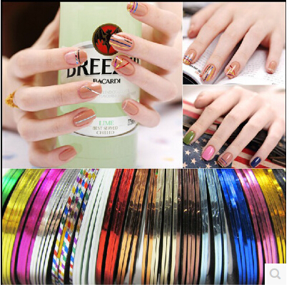 18PCS Mixed Colorful Beauty Rolls Striping Decals Foil Tips Tape Line DIY Design Nail Art Stickers