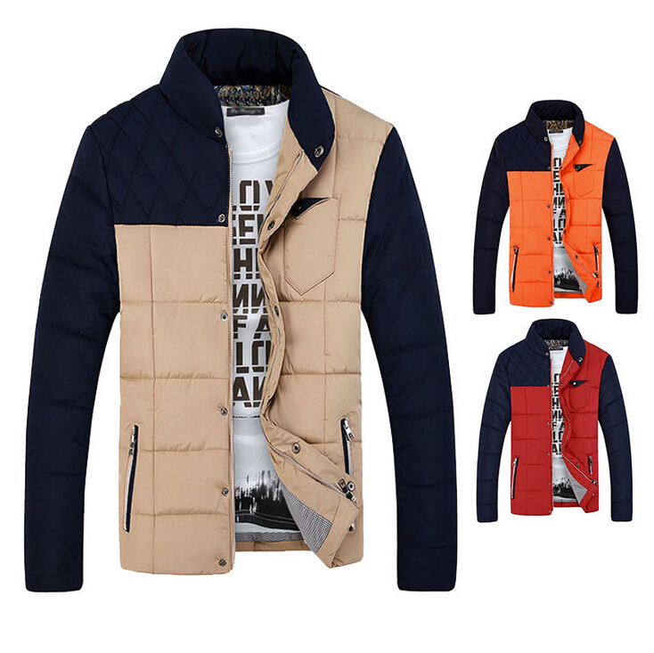 New plug color coat collar winter clothes Men s new fashion cotton Slim hooded padded jacket