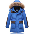 2016 Higt Quality Winter Boys Down Parka Coats Fashion Big Fur Collar Long Thick Warm Outerwear