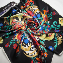 China Silk World Women s fashion square silk scarves floral print 100 silk wrap women s