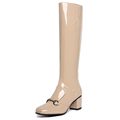 2015 Fashion high Heels Women Winter Boots Patent Leather Chains women Shoes Sexy Square Toe Women