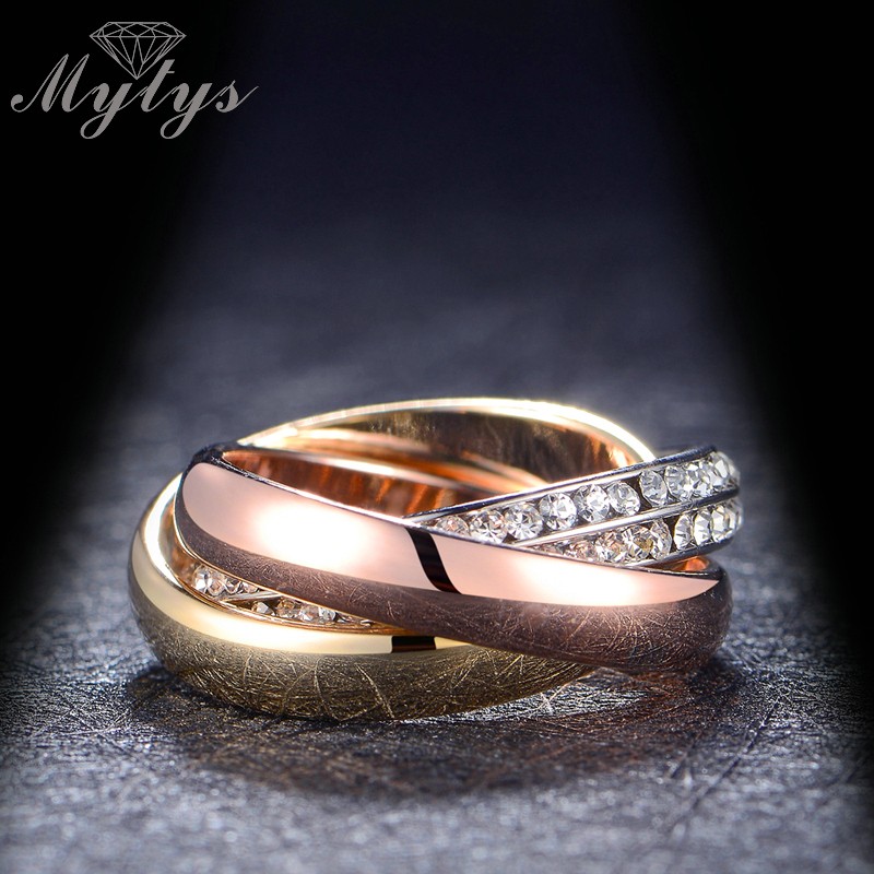 Fashion 4mm Wedding Band Ring 18K Gold Plated use Austrian Crystal Size 6 7 8 9