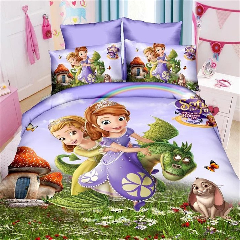 popular sophi girls bedding set 2/3pcs twin/single size of duvet cover bed sheet pillow case bed linen set/purple