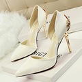 New Summer Pumps Sexy Carved Metal High Heels Shoes Thin Heel Sandals Pointed High heeled Shoes