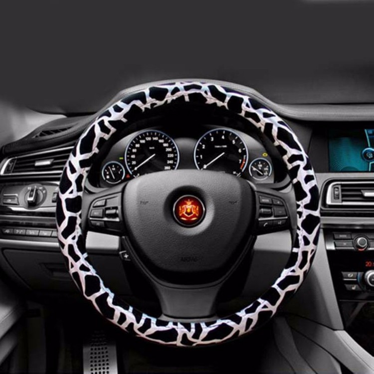Golden Black Fashion Leopard PU Leather Car Steering Wheels Cover Anti-slip 38CM 15 (13)