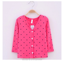 3 10years Baby girls cardigan 2014 kids fashion cotton polka dot button through thin jacket 5