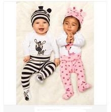 2015 Hot Newborn Carters Baby Girl Clothing Set Romper Hat Pants 3 pcs Infant Baby Boys