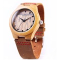 2016 brand new popular ladies Bamboo Wooden watch nature Bamboo quartz Watch Real Leather Strap women
