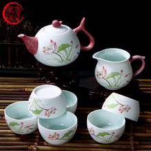 Lotus flower style Snow glaze tea set Chinese ceramic kung fu tea sets tureen camelias cup