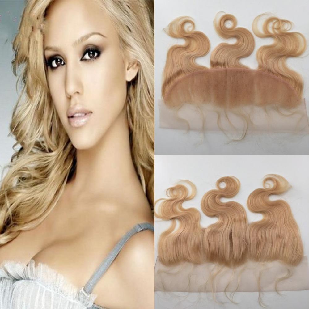 Фотография Body wave Top Grade 7A quality 613# 13x4 Brazilian hair blonde wavy lace frontal bleach knots free shipping