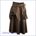 new Steampunk Clothing Patterns Brown Satin Low Waist Zipper 2 Layers Long Skirts Womens costume lolita