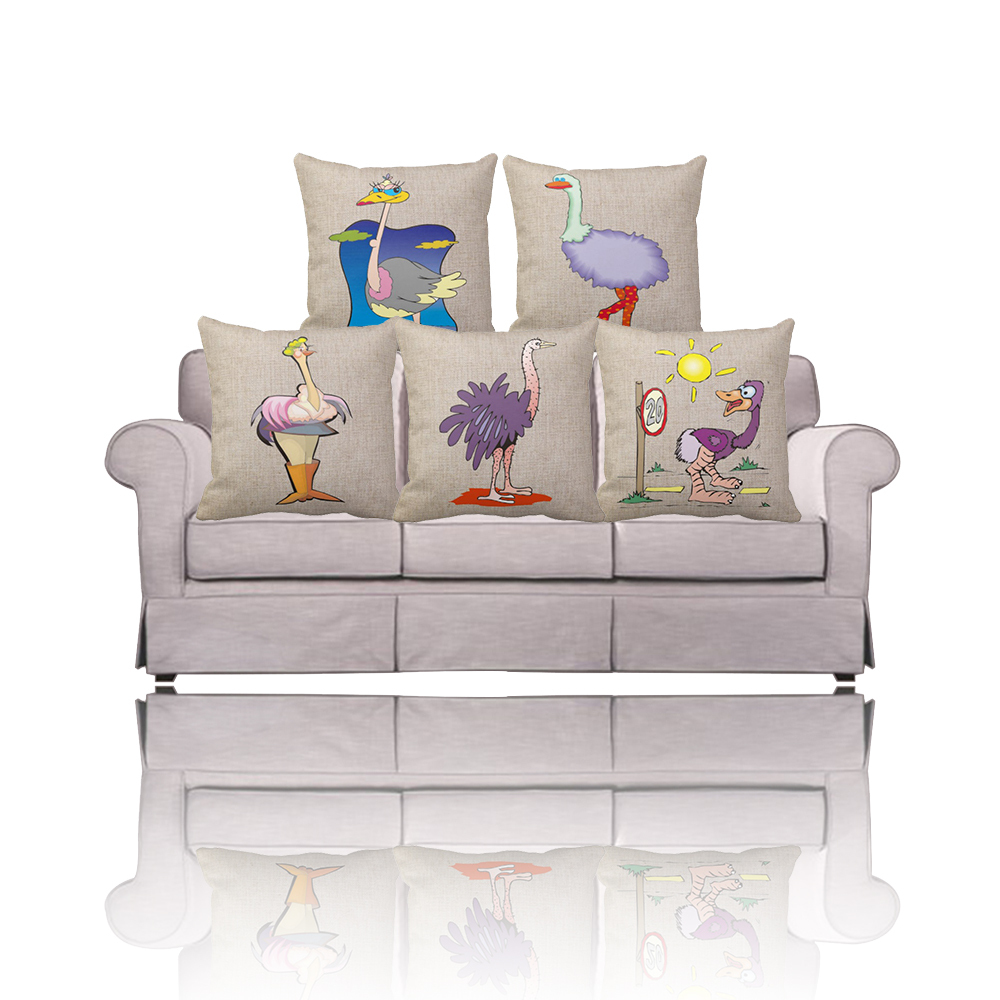 Funny-Cartoon-Cute-Ostrich-Pattern-Printed-Decorative-Pillow-Covers-50x50cm-Ikea-Cheap-Home-Sofa ...