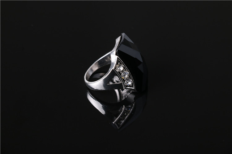 Новый красивый черный камень кристалл 925 твердых серебряные кольца для женщин