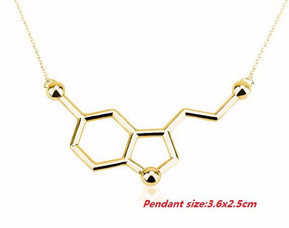 Serotonin Necklace, Serotonin Molecule Necklace, Chemistry Necklace
