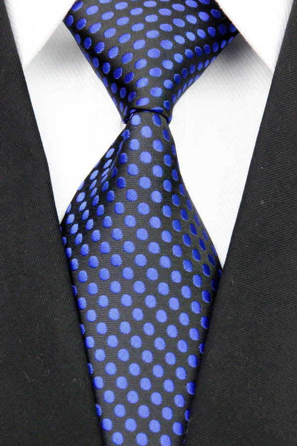 NT0060 Blue Black Dot Smooth Multicolor Jacquard Woven Classic Type Silk Polyester Man s Business Wedding